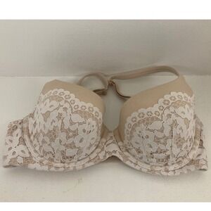Victoria's Secret 32DD Lined Demi Bone Bra Soft Lace Coquette Cottagecore Scandi